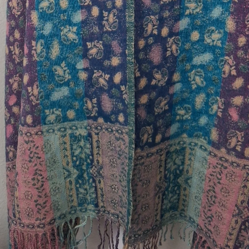 Pashmina Paisley Floral Pink Purple Shawl Wrap Scarf Shawl 27”x78” Fringe